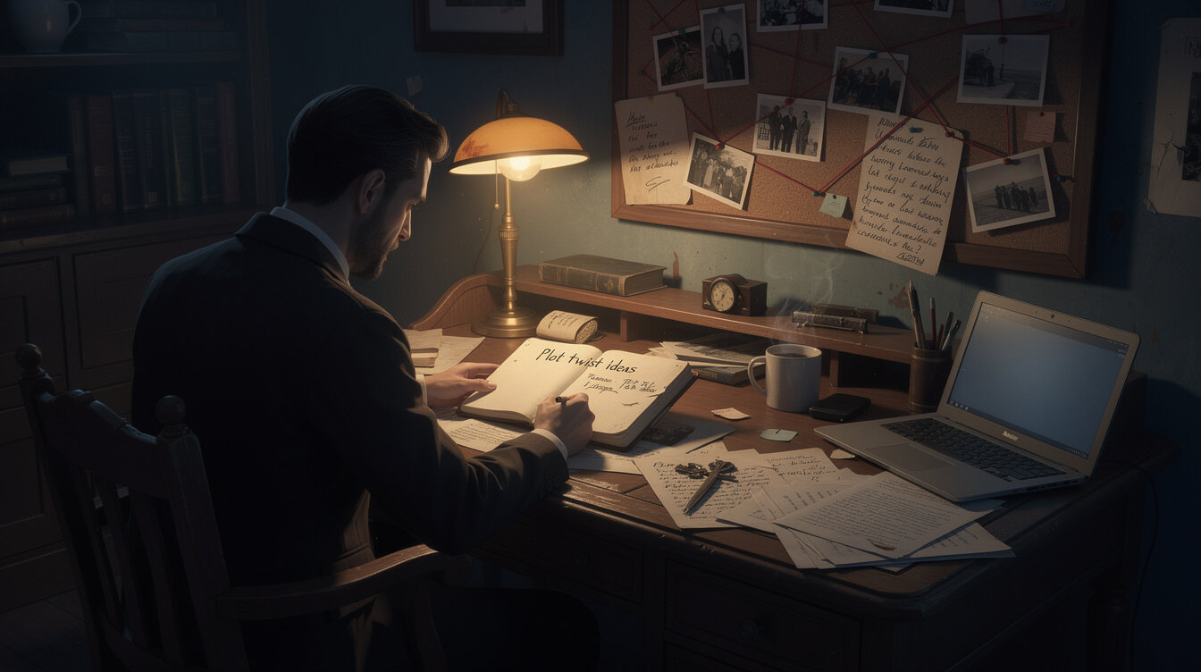 mystery writer planning twists