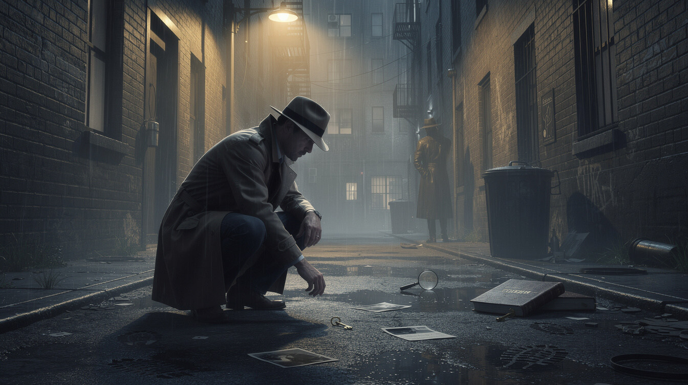 detective investigating clues